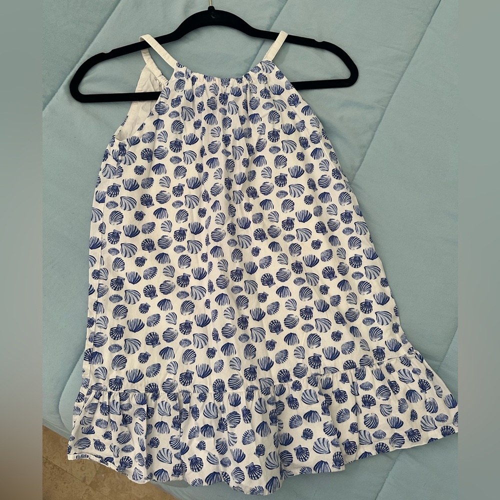 Janie and Jack Blue and White Shell Print Dress